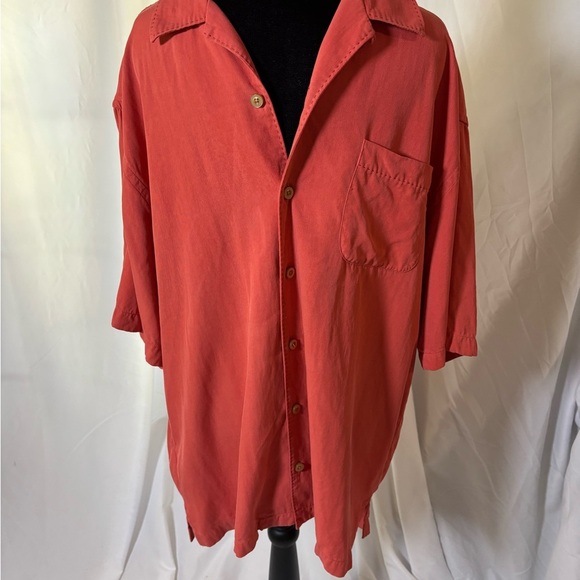 Tommy Bahama Coral Button-Up Shirt 100% Silk Size‎ Large - Picture 1 of 9